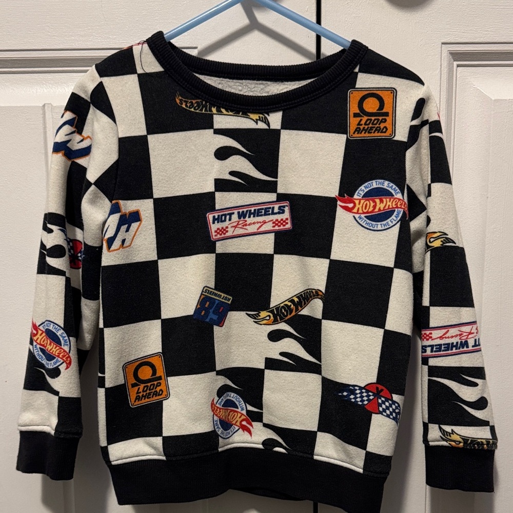 Mattel Hot Wheels Black and White Checkered Sweatshirt
